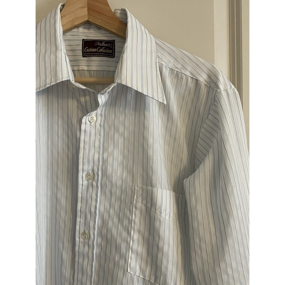 Vintage Andhurst Custom Shirt Mens Size Large 15.5 3 Striped Blue White Made USA - Picture 1 of 9